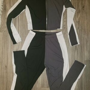 Trio Colorblock Women's Ribbed 2pc Suit